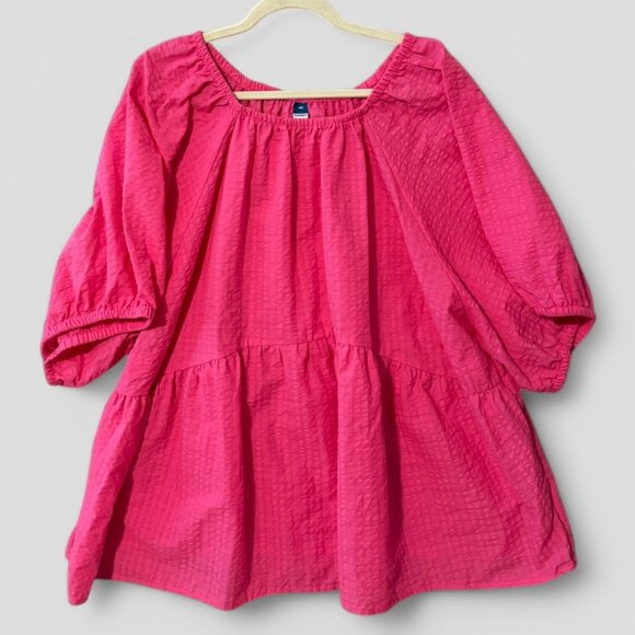 Old Navy Women Short Puff Sleeve Blouse Top Shirt Size Small Hot Pink Sz 4X - Picture 1 of 5